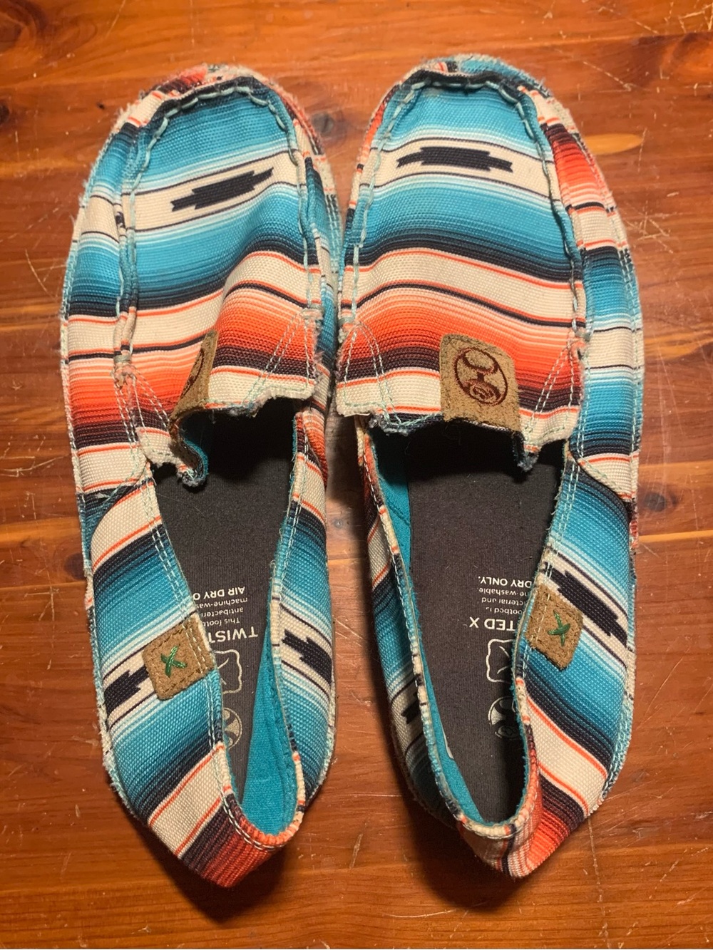 Twisted X Turquoise & Orange Striped Slip-On Shoes